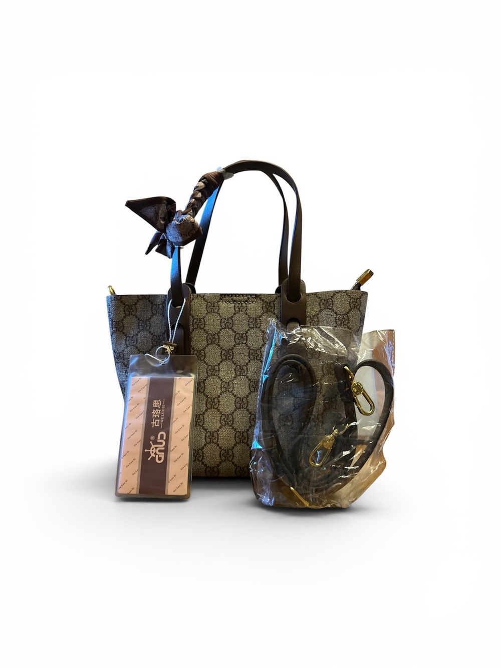 BRAND NEW‼️ Monogram Tote Bag with Removable Strap and Scarf Accent
